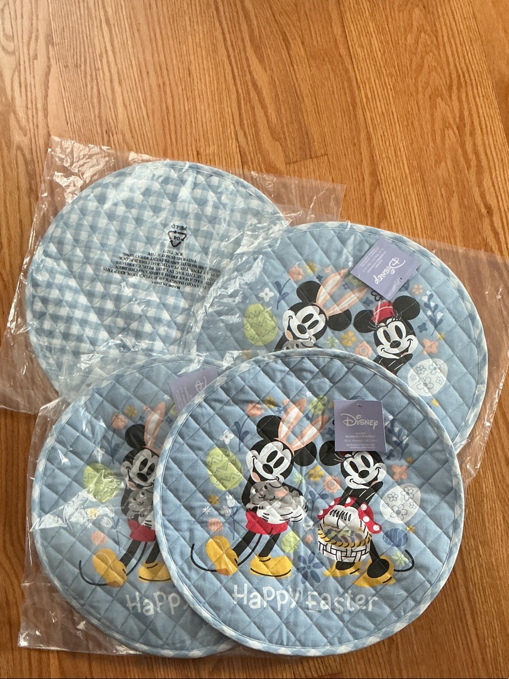 Disney Mickey & Minnie Blue Quilted Easter Plate mats  - Set of 4